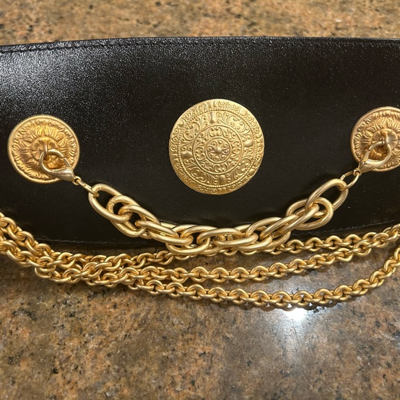 Vintage Randolph Duke leather & medallion baddie belt with heavy chains xs/sm